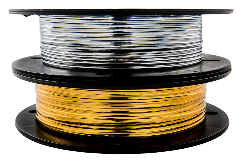Gold and silver laminated twistband / twist ties on reels