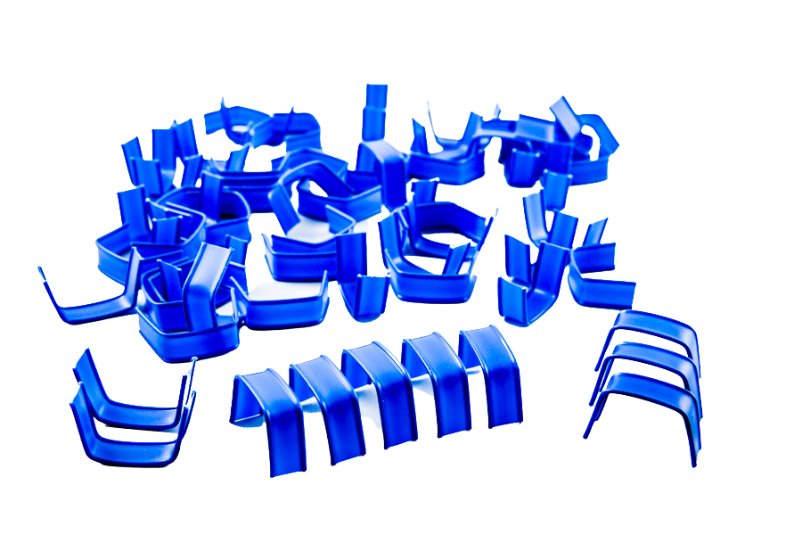 Blue plastic clipband U-clips